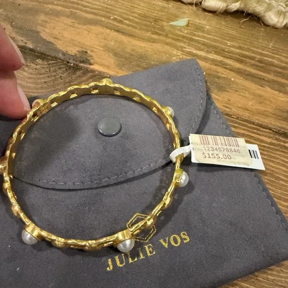 Julie Vos Gold Link Bracelet with Pearls- medium - Picture 2 of 2